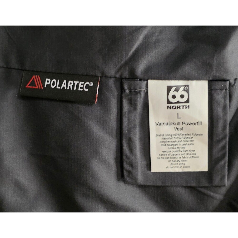 66 North Puffer Vest Size Large Black Quilted Insulated Full Zip Outdoor Active - Picture 13 of 13